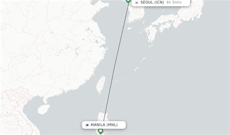 Distance from Manila to Incheon .